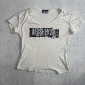 Y2K 2004 Hershey's Milk Chocolate White Cap Sleeve Shirts Women's Medium